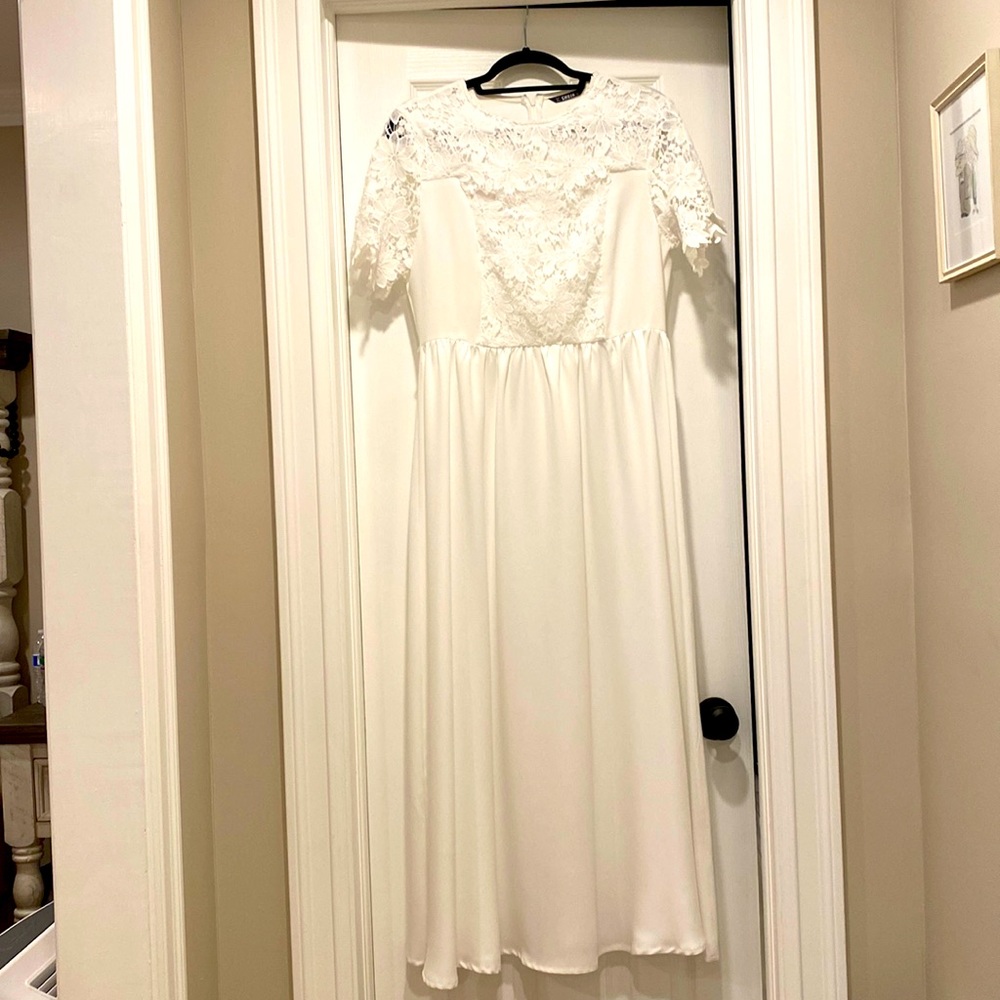 Shein white short sleeve maxi dress - never worn, size large
